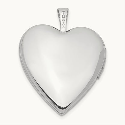 White Gold Flower Vine Border Heart Locket, 20mm, 14K