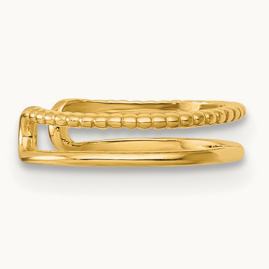 Polished and Textured Single Ear Cuff, 14K