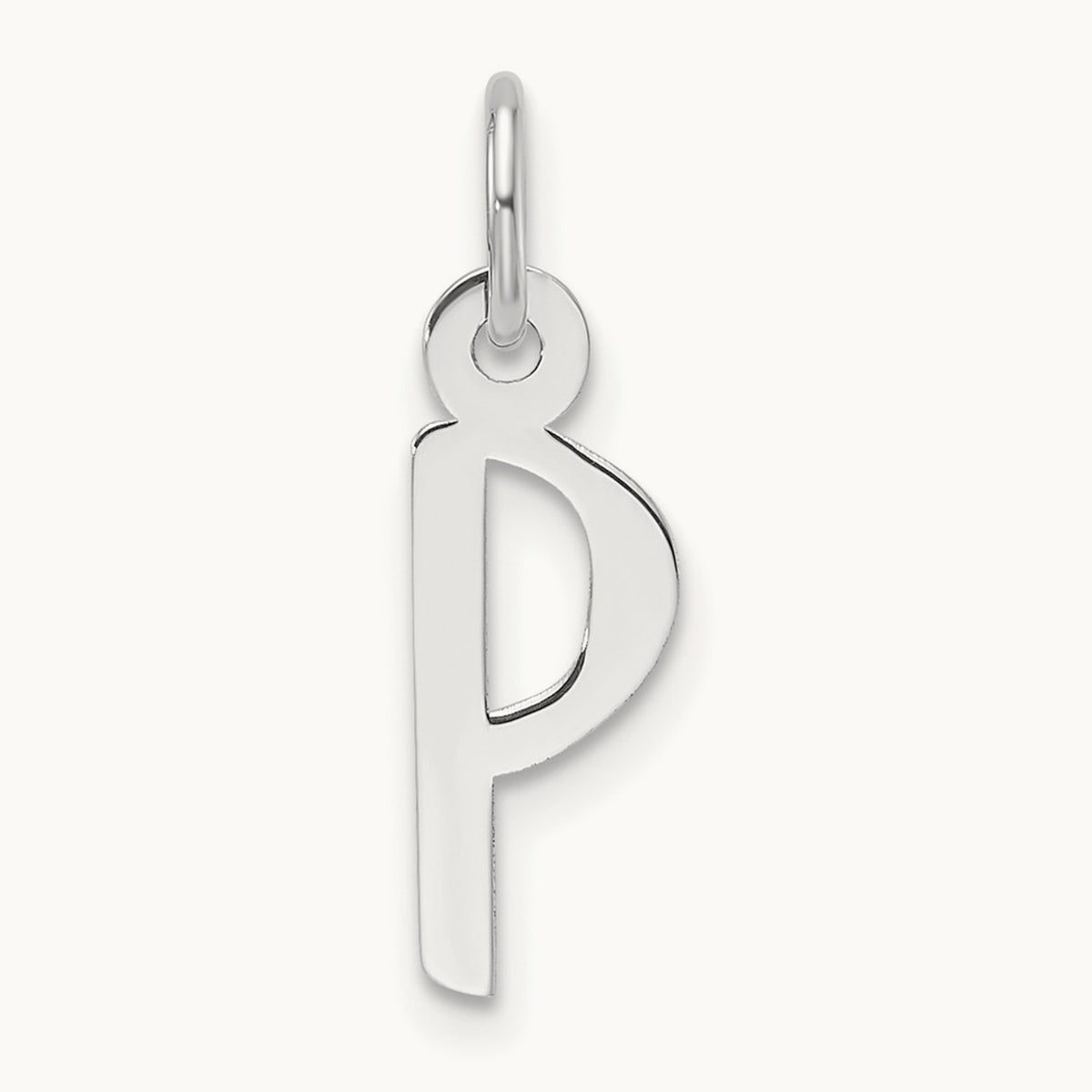 Slanted Block Initial Charm — 14K White Gold, P