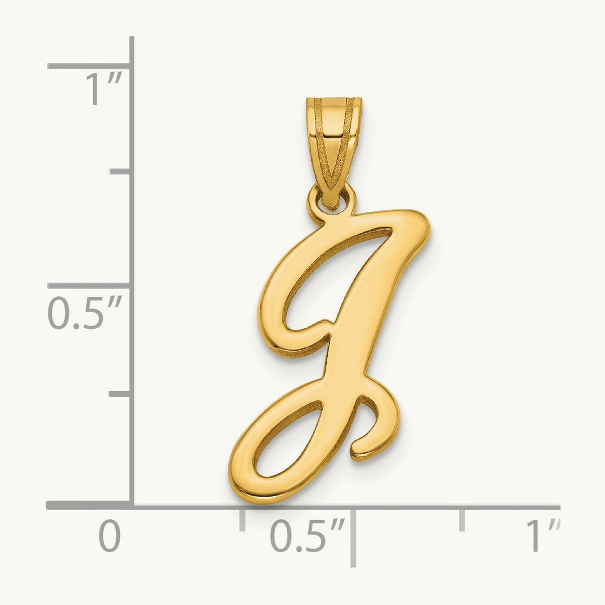 Script Letter J Initial Pendant, 14K