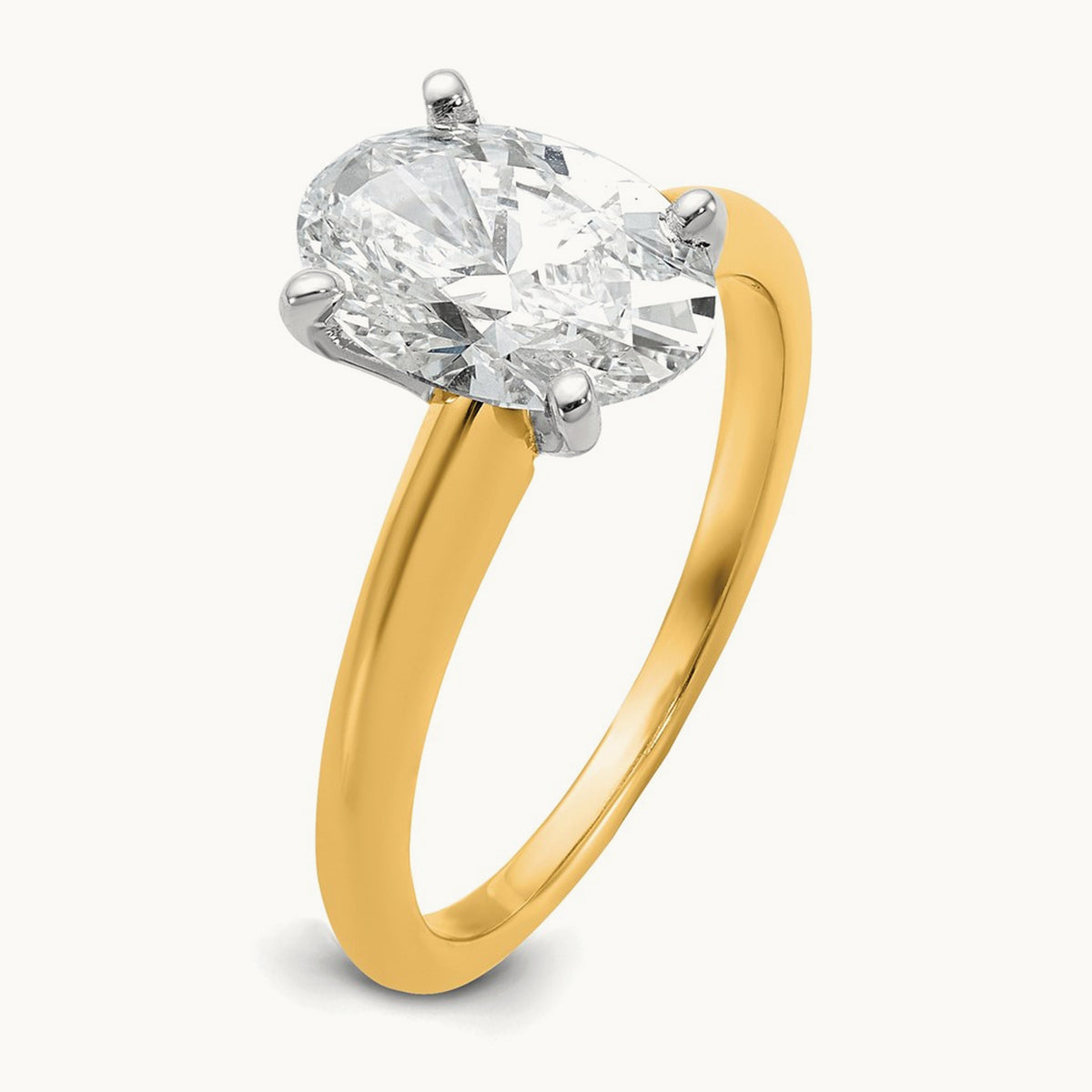 Oval Solitaire Engagement Ring, 0.50-5.00 ct tw Lab-Grown Diamond — 2 ct, 14K Two-Tone
