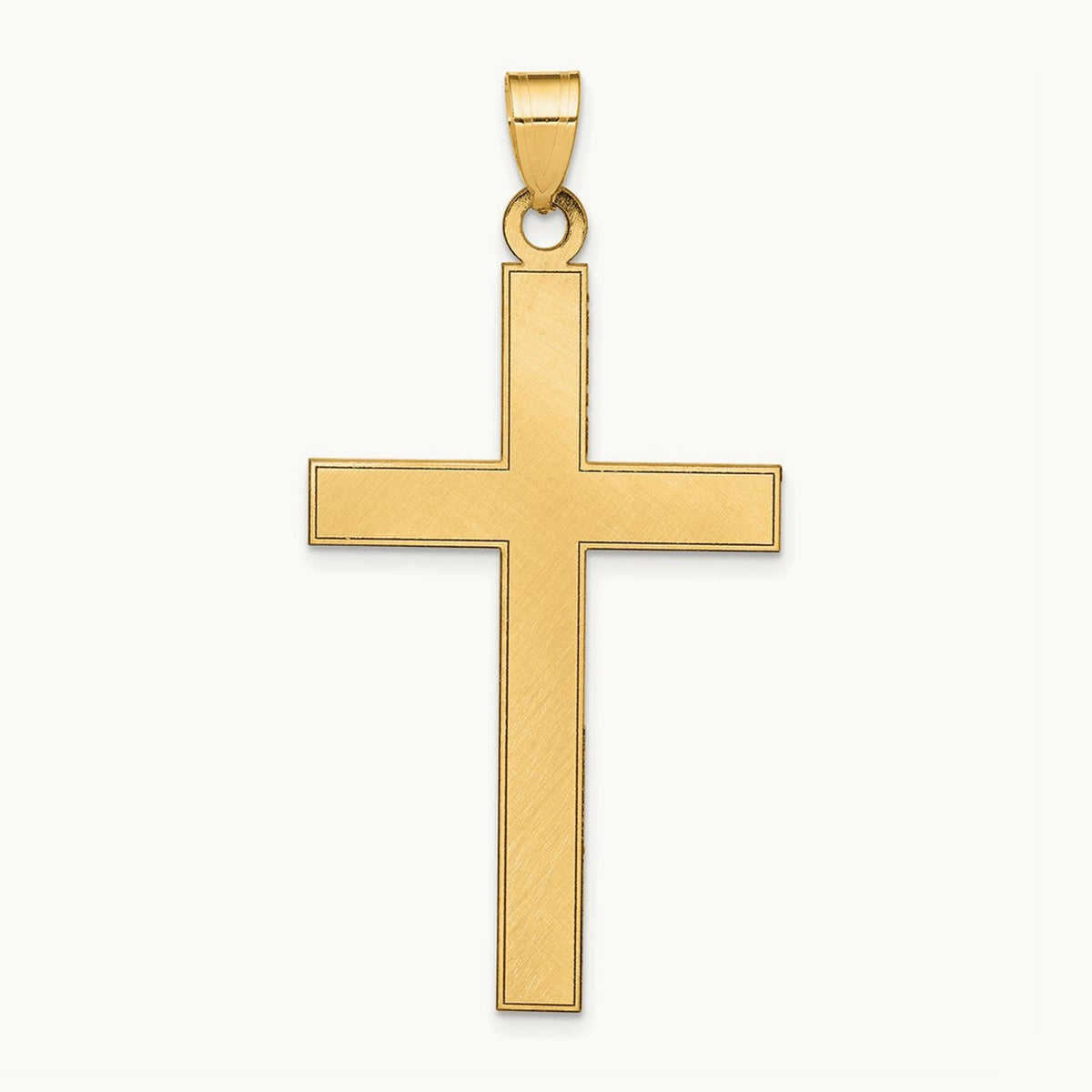 Florentine Satin Cross Pendant — 14K Yellow Gold, 48mm