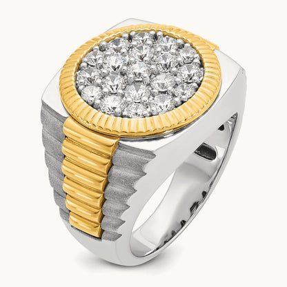 Ribbed Men's Cluster Ring, 2.00 ct tw Lab-Grown Diamond