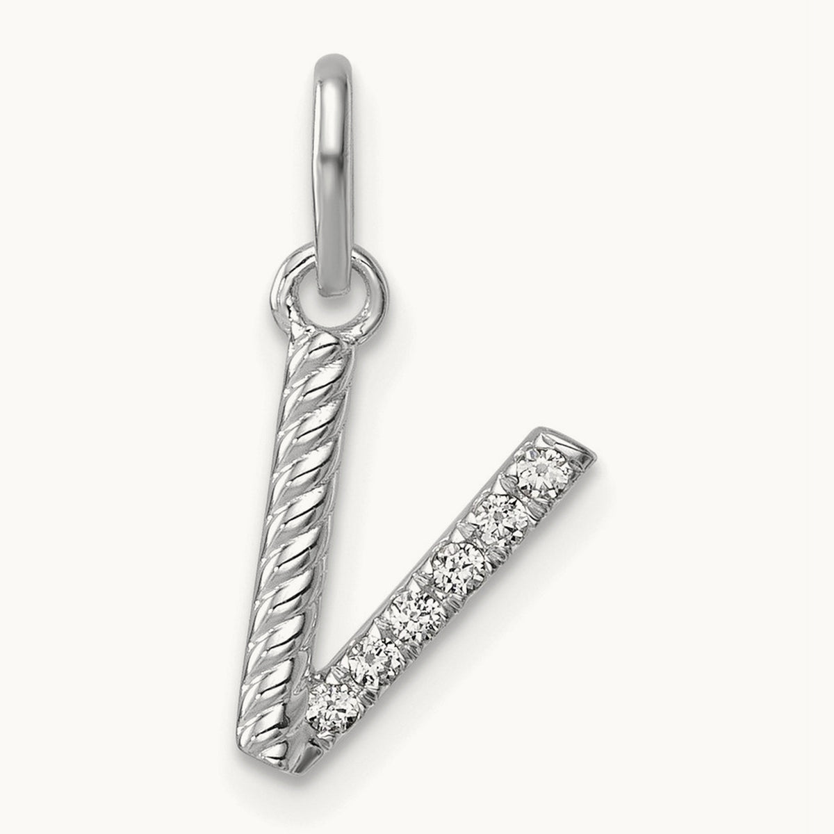 Twisted Diamond Charm — 14K White Gold, V