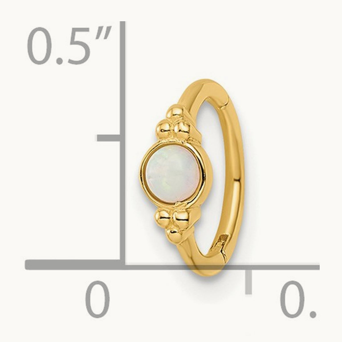 18 Gauge Created Opal Cartilage Ring, 14K