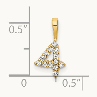 Diamond Number 4 Pendant — 14K Yellow Gold