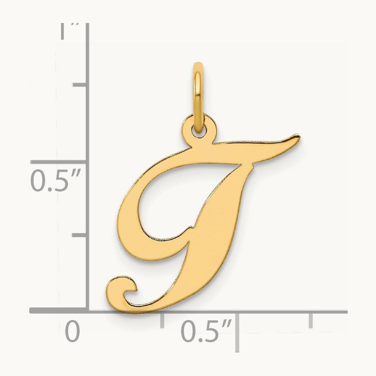 Medium Fancy Script Initial Charm — 14K Yellow Gold, T