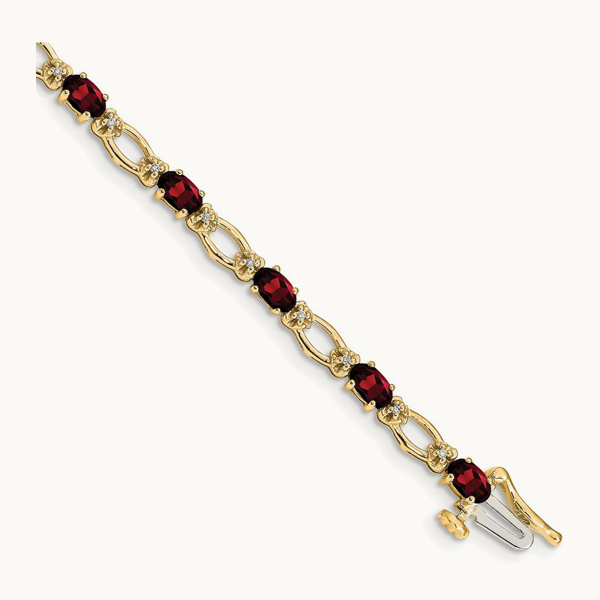 Diamond and Garnet Bracelet — 14K Yellow Gold