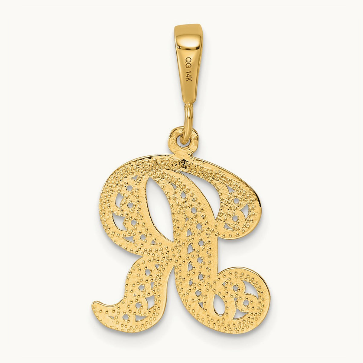 Polished Script Filigree Initial Pendant — R