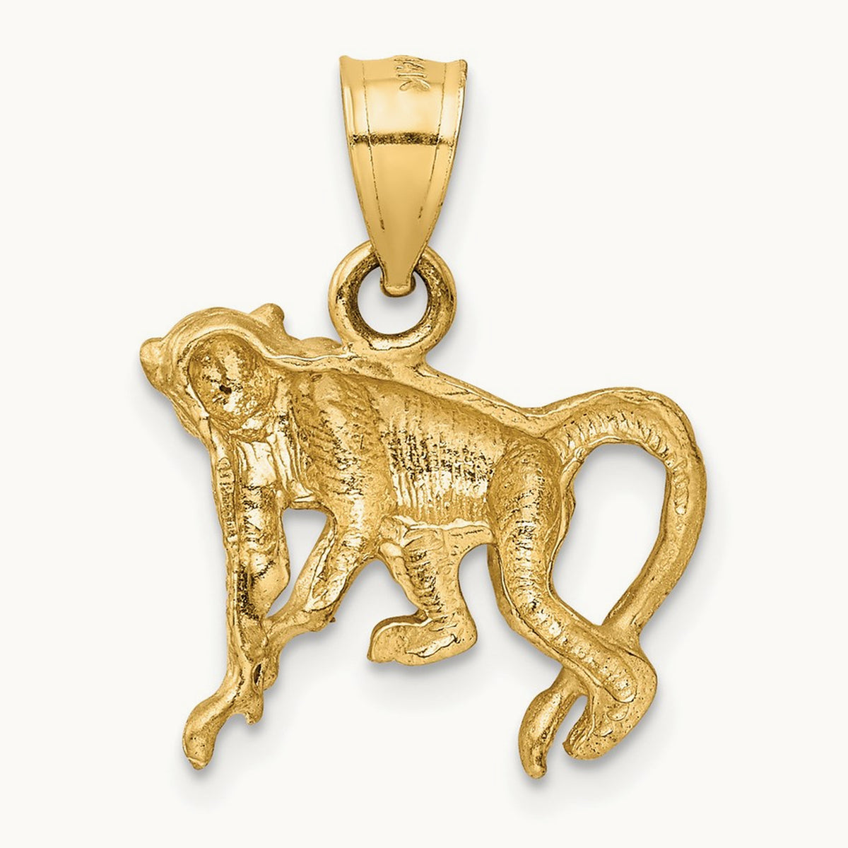 Diamond-cut Monkey Pendant, 14K
