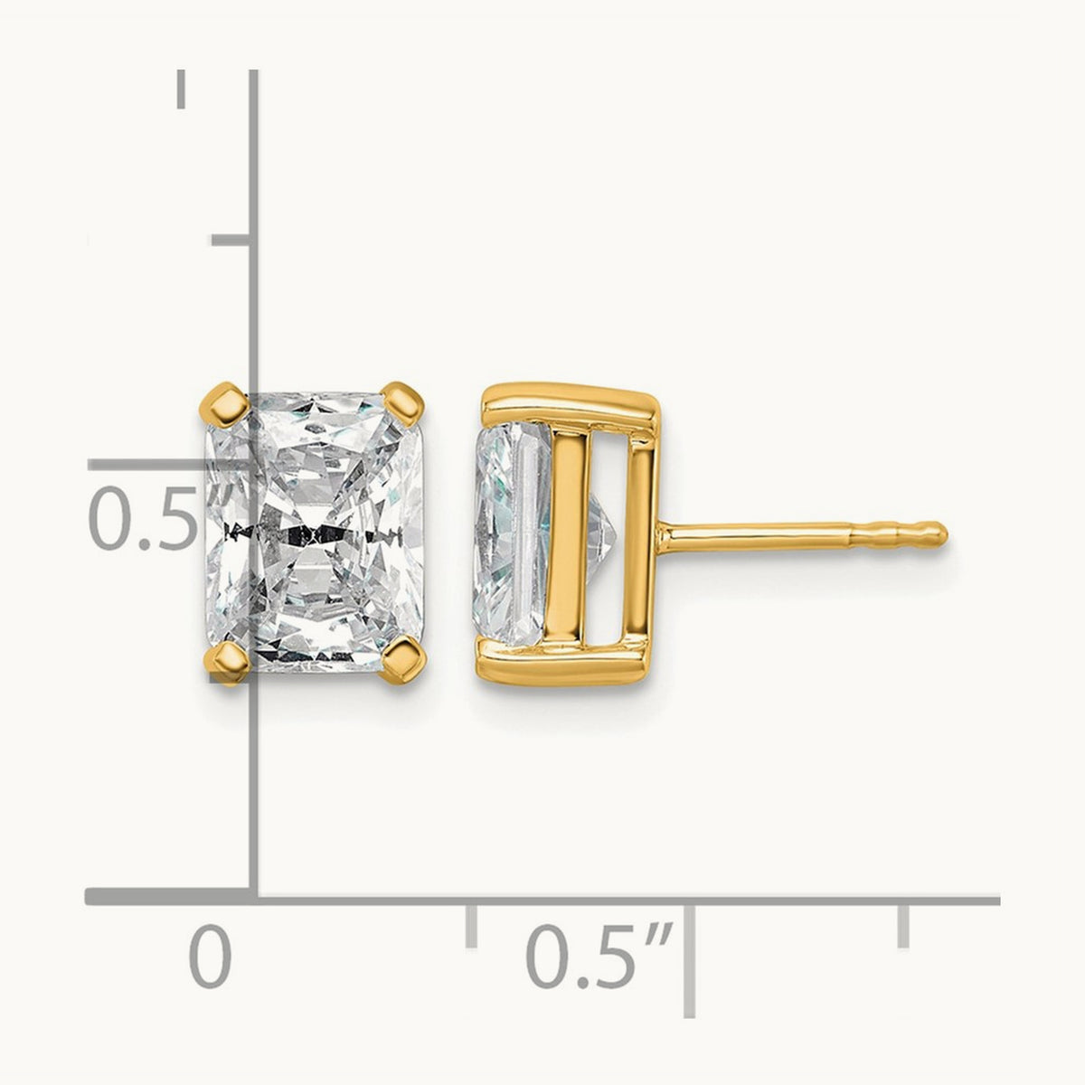 Radiant Four-Prong Stud Earrings, 0.50-6.00 ct tw Lab-Grown Diamond — 4 ct, 14K Yellow Gold