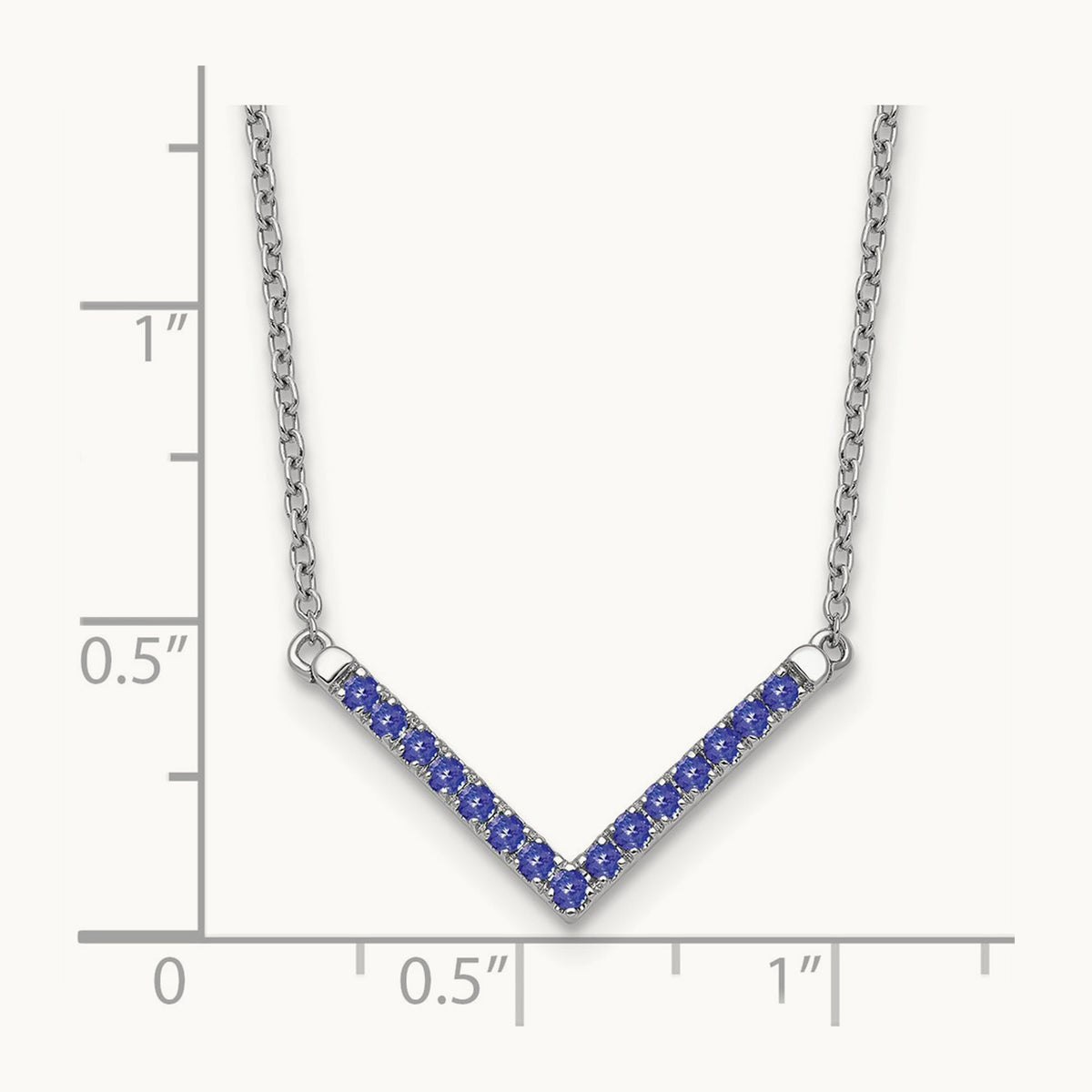 Tanzanite 18in. V-Necklace, 14K White Gold