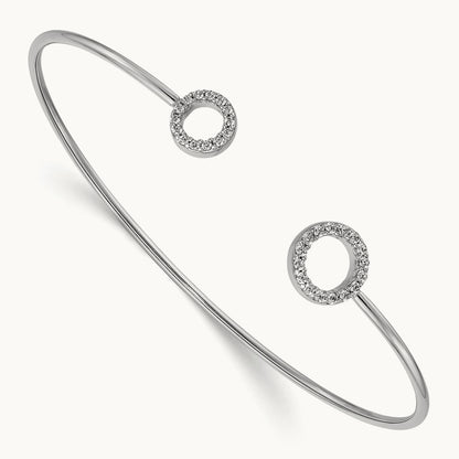 Diamond Circles Flexible Cuff Bangle, 14K White Gold