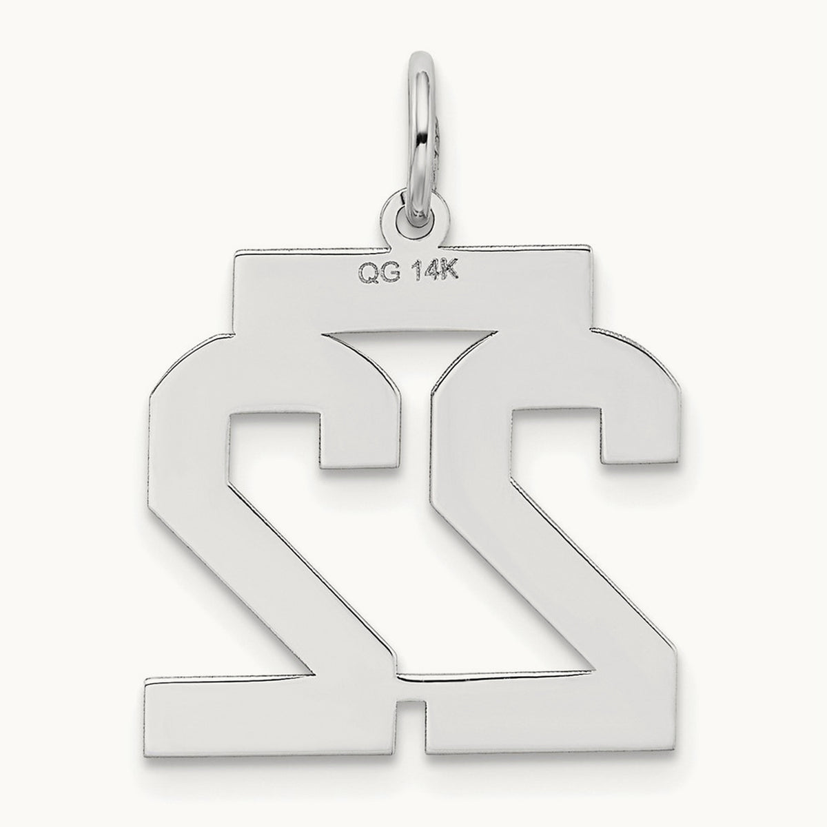 Medium Satin Number 22 Charm — 14K White Gold