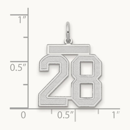 Medium Satin Number 28 Charm, 14K White Gold