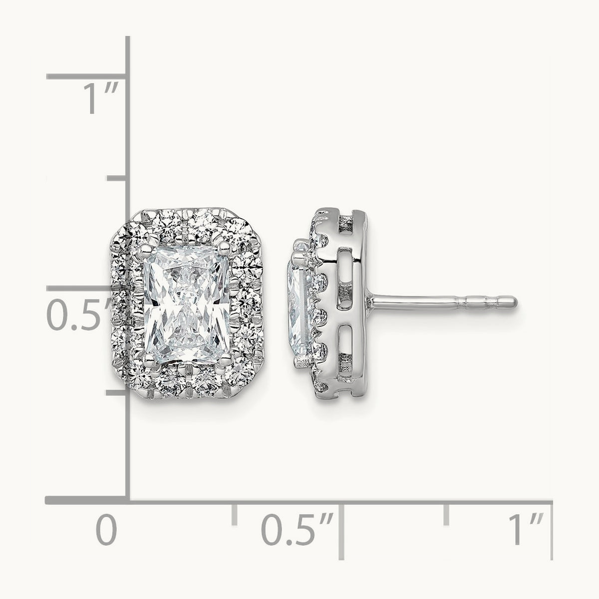 Radiant Halo Post Earrings, 0.50-8.50 ct tw Lab-Grown Diamond — 2 3/4 ct, 14K White Gold