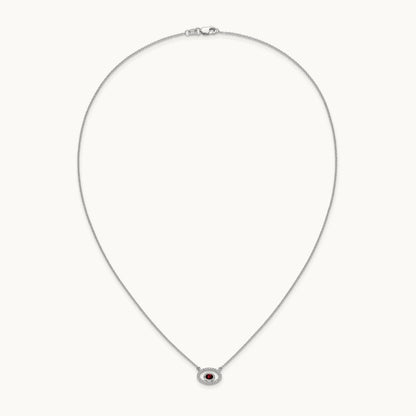 Oval Garnet and Diamond 18in. Necklace, 14K White Gold