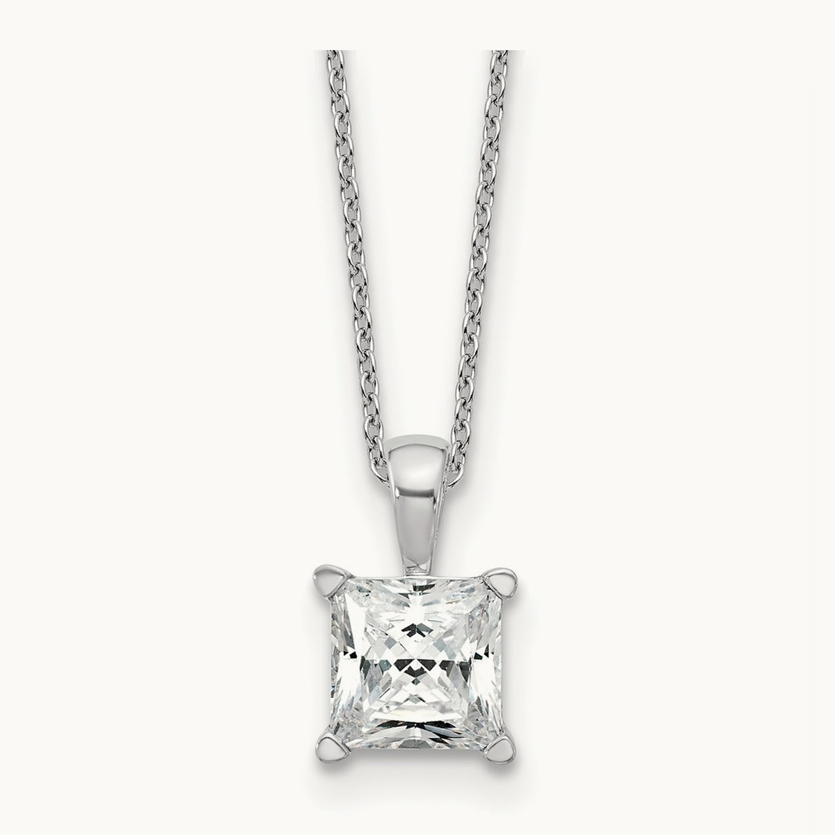 Princess Pendant Necklace, 0.50-2.00 ct tw Lab-Grown Diamond — 2 ct, 14K White Gold