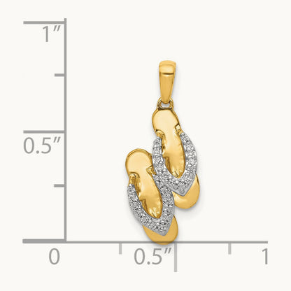 Diamond Flip Flops Charm, 14K with Rhodium