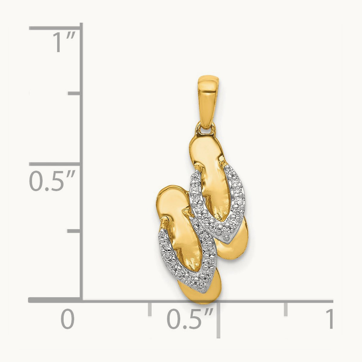 Diamond Flip Flops Charm, 14K with Rhodium