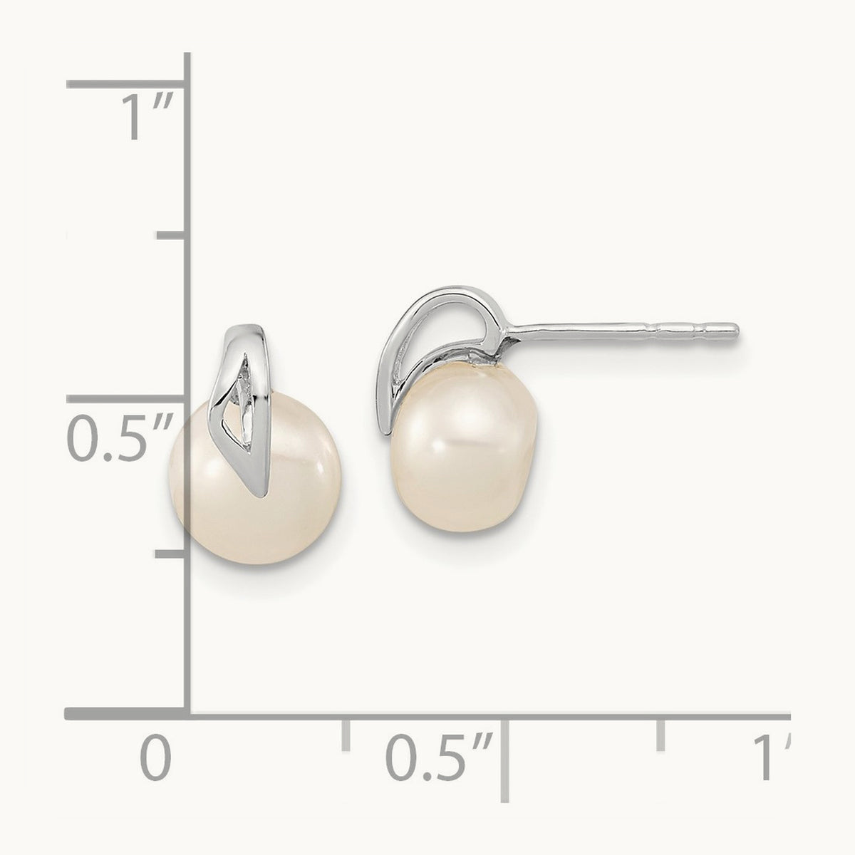 Button Freshwater Cultured Pearl Post Earrings — 14K White Gold
