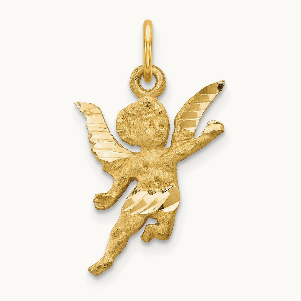 Diamond-cut Angel Charm, 14K