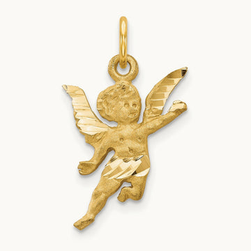 Diamond-cut Angel Charm, 14K