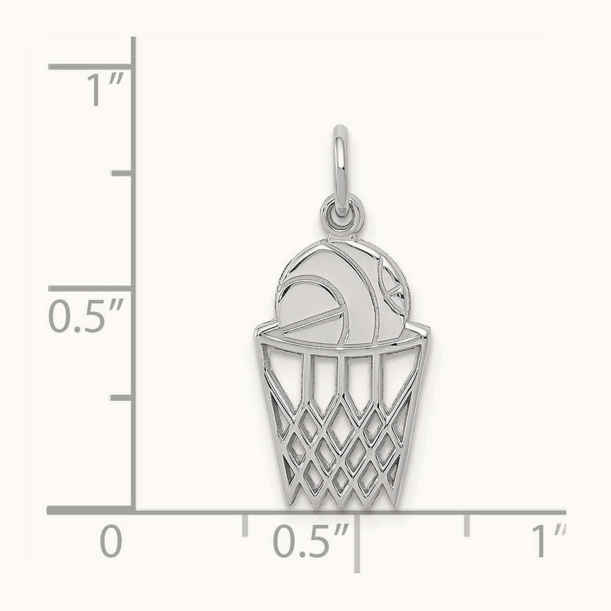 Basketball Charm, 14K White Gold