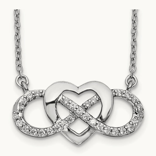 Diamond Infinity Heart 18 inch Necklace — 14K White Gold