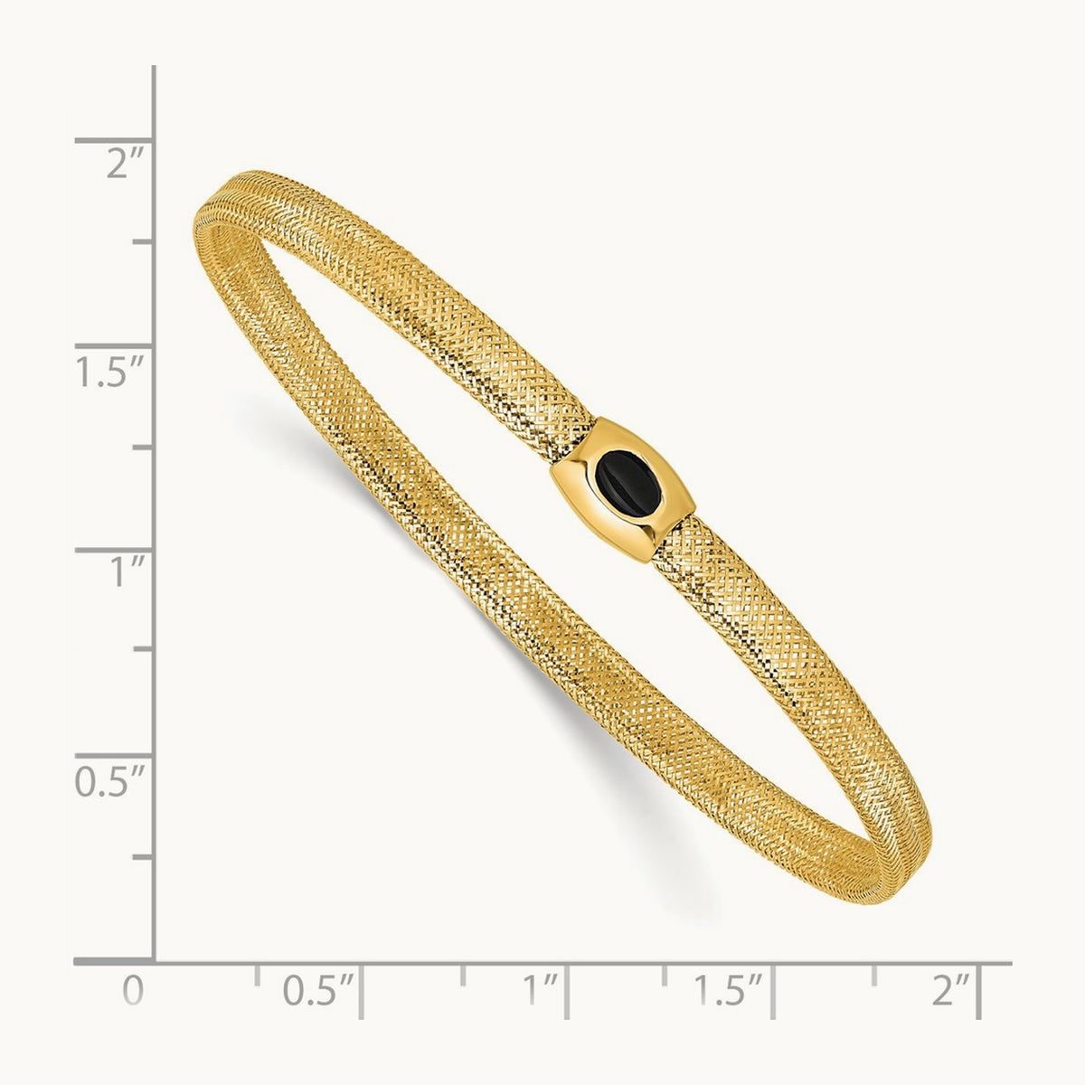 Polished Onyx Mesh Slip-on Stretch Bracelet, 14K — Leslie's