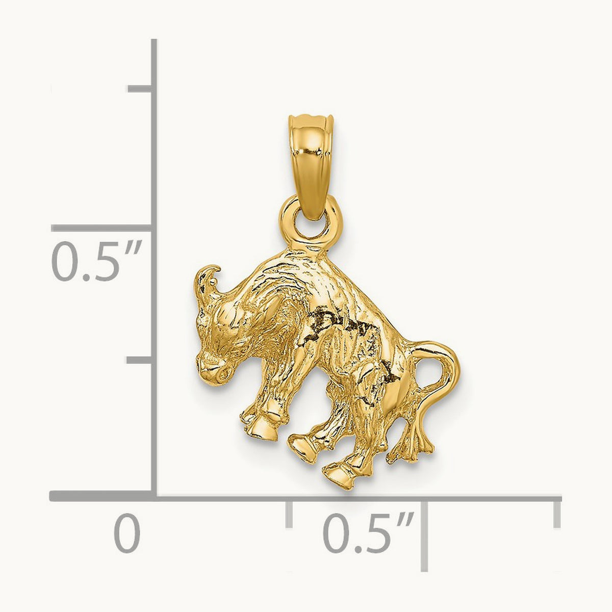 3-D Taurus Zodiac Charm, 14K
