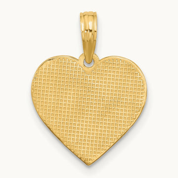 Polished Fancy EKG Heart Charm, 14K
