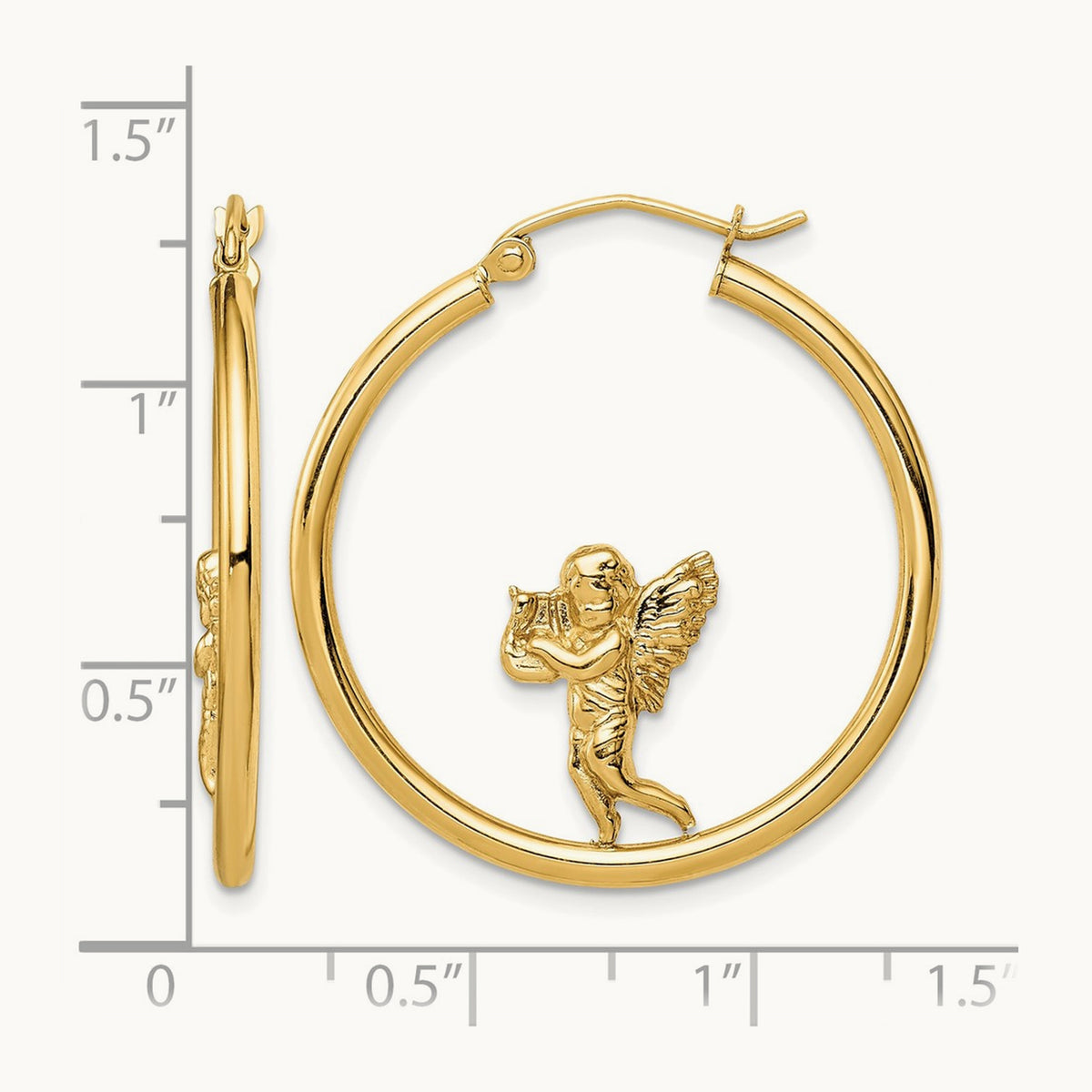 14K with Angel Hoop Earrings