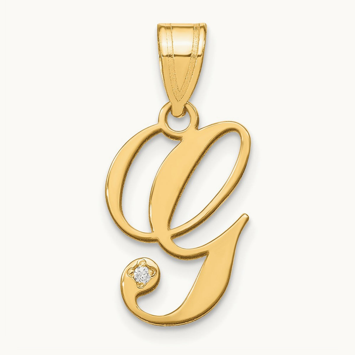 Script Initial Pendant with Diamond — G