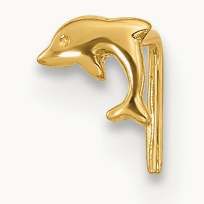 23 Gauge Dolphin Nose Ring, 14K