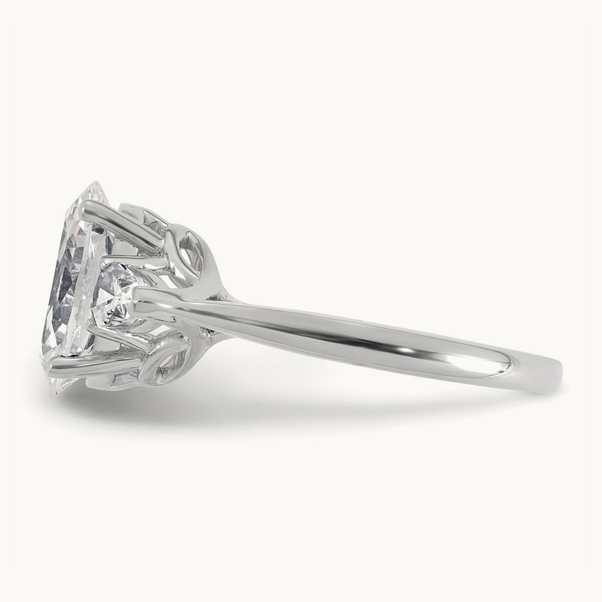 Oval/Pear 3 Stone Engagement Ring, 1.25-3.50 ct tw Lab-Grown Diamond — 3 ct, 14K White Gold
