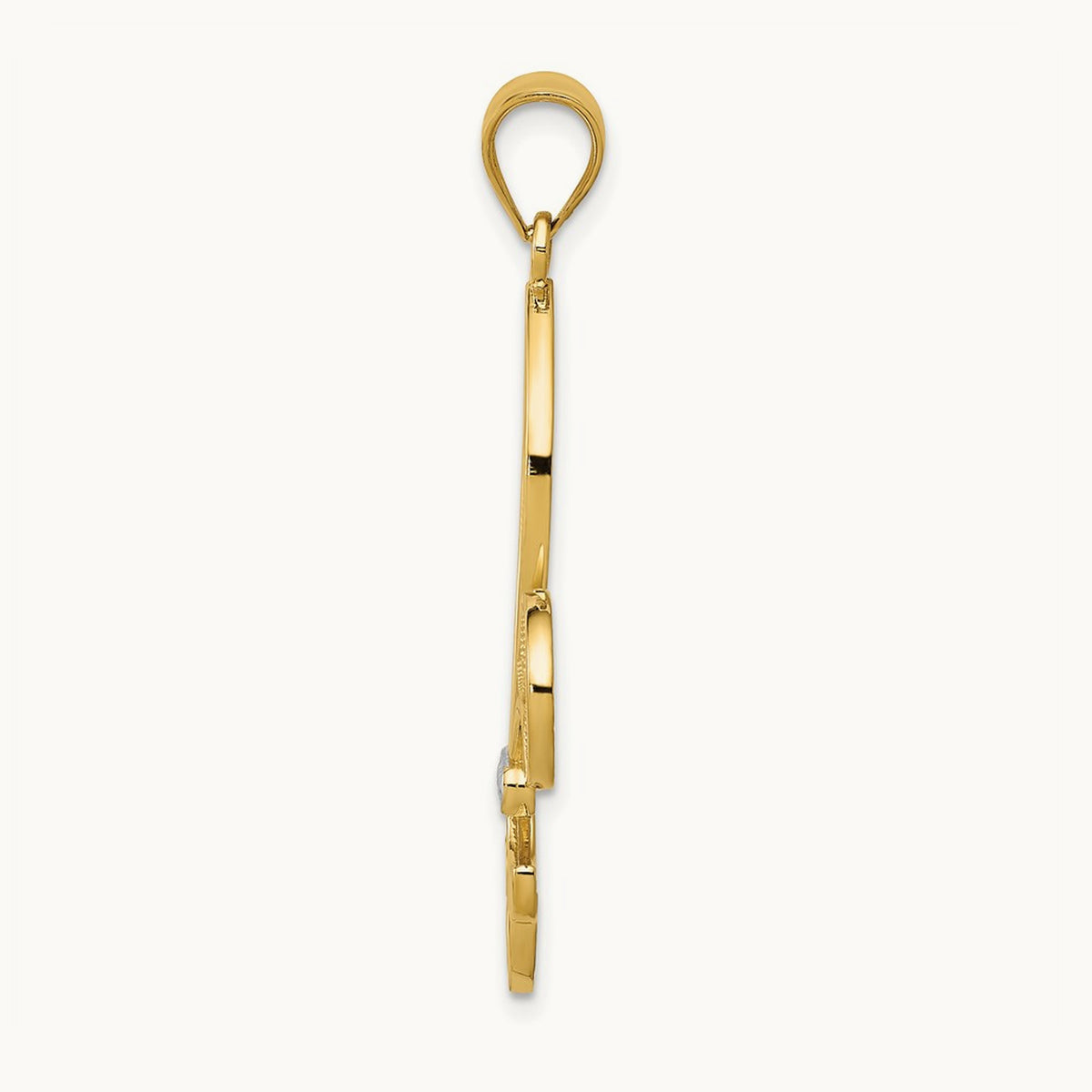 Filigree Fleur de Lis Pendant, 14K with Rhodium