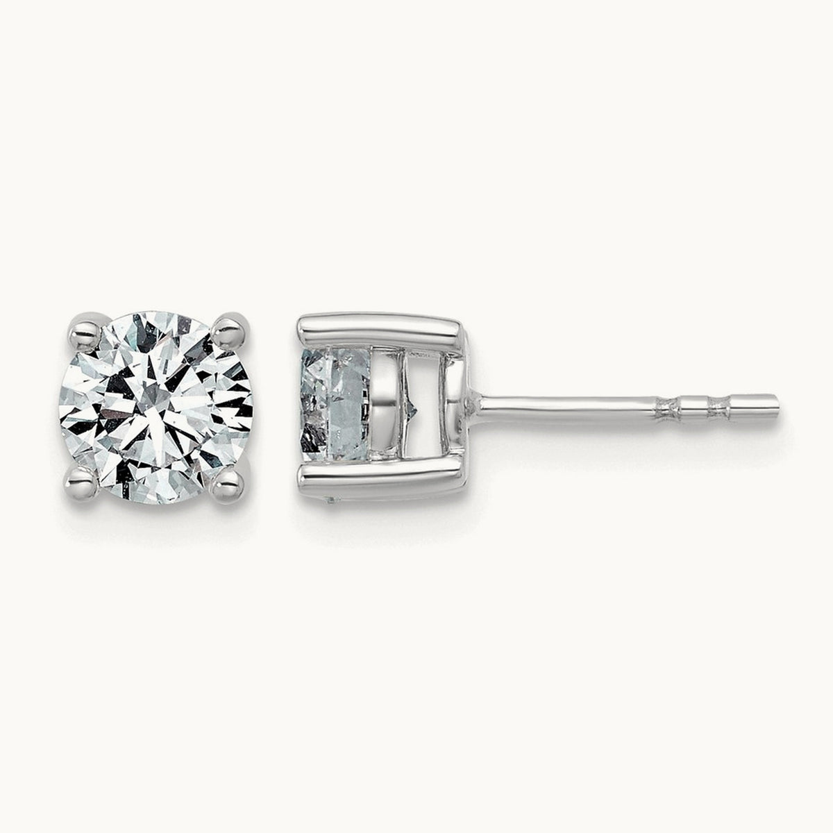 Round Lightweight Earrings, 0.25-6.00 ct tw Lab-Grown Diamond — 1 1/2 ct, 14K White Gold