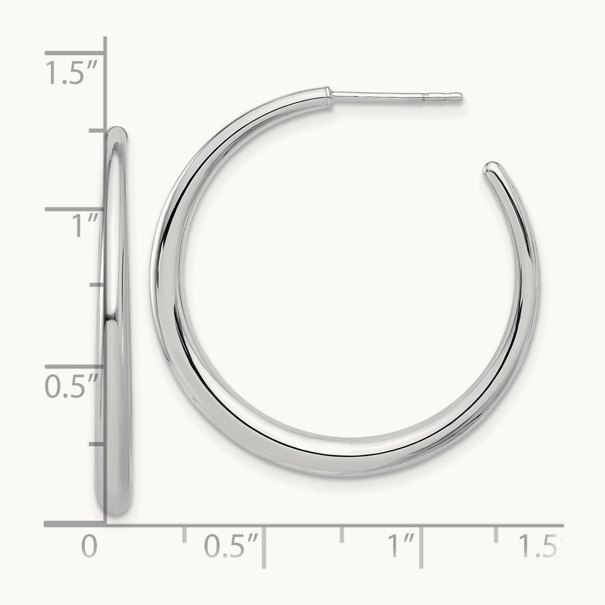 Polished Hoop Post Earrings — 14K White Gold