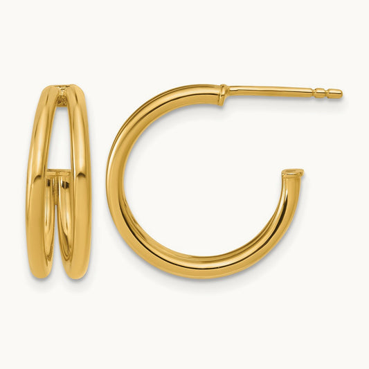 Polished 2-row J-Hoop Post Earrings — Leslie's — 18mm