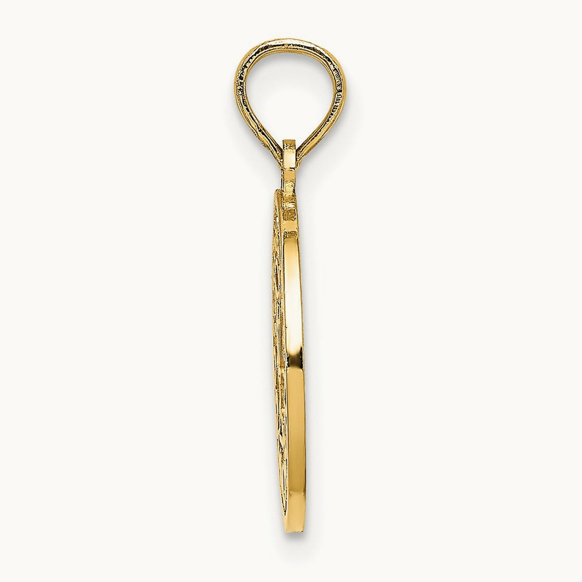 Textured Communion Cup on Round Disc Charm, 14K
