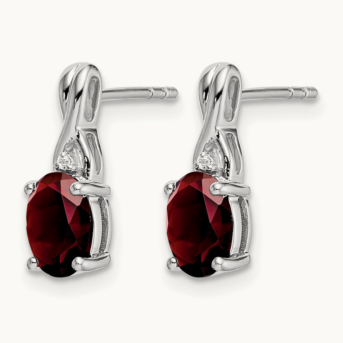 Oval Garnet and Diamond Earrings — photo set