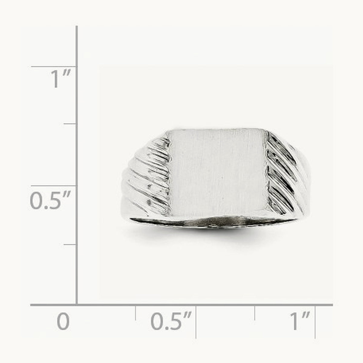 9.0x10. Closed Back Signet Ring, 0mm, 14K White Gold