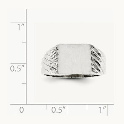 9.0x10. Closed Back Signet Ring, 0mm, 14K White Gold