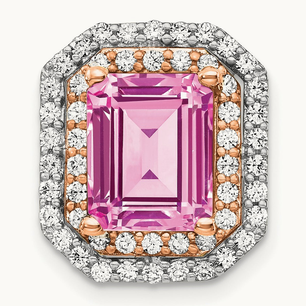Created Pink Sapphire Chain Slide, 0.50 ct tw Lab-Grown Diamond