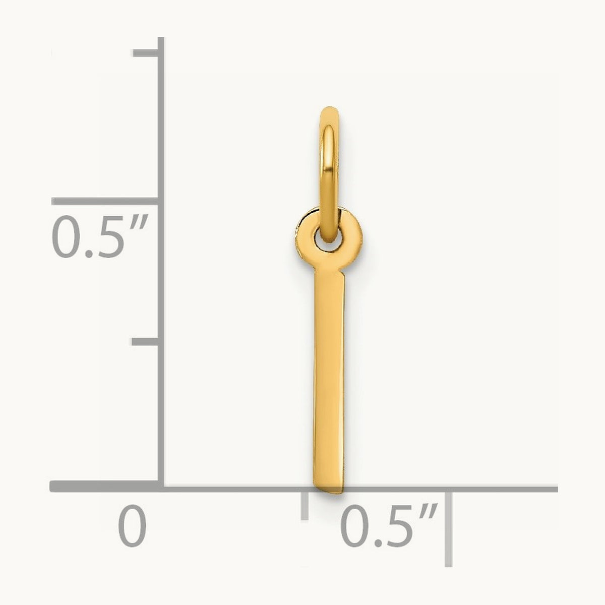 Small Slanted Block Initial Charm — 14K Yellow Gold, I