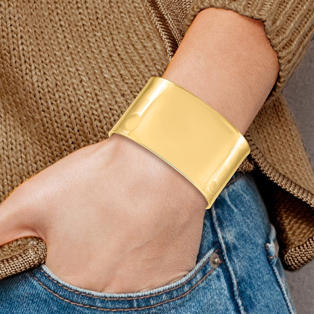 Polished Cuff Bangle — 14K Yellow Gold, 37mm