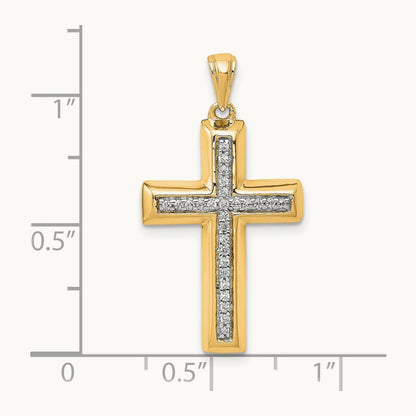 Large Diamond Cross Pendant — 14K Yellow Gold