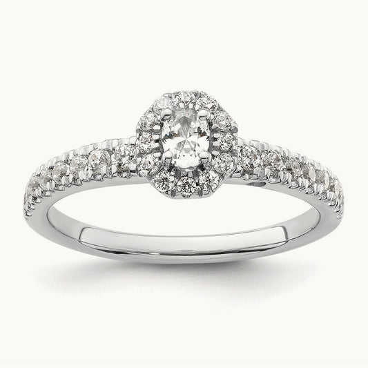 Petite Halo Engagement Ring, 0.50 ct tw Lab-Grown Diamond