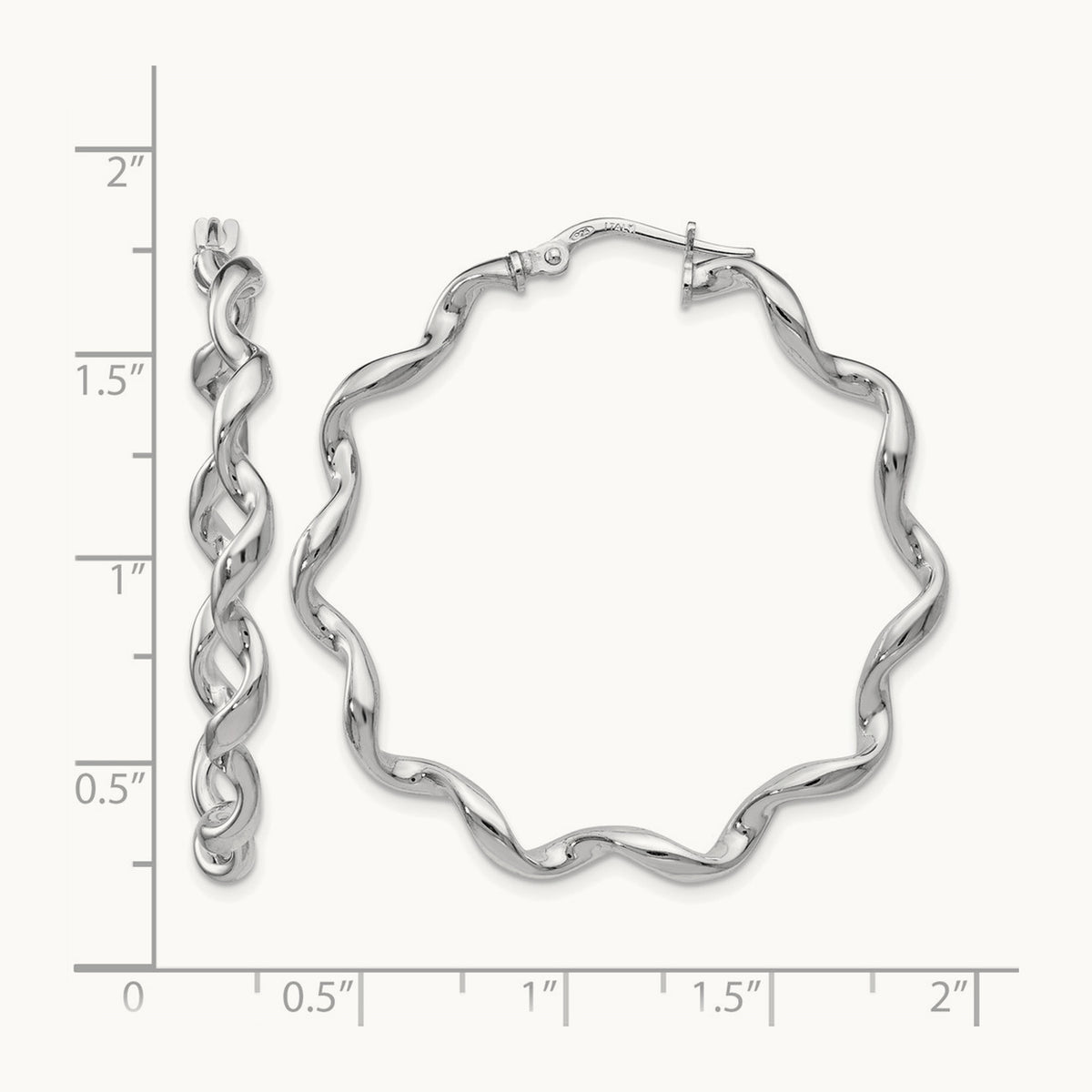 RH-plated Polished Twisted Hoop Earrings, Sterling Silver — Leslie's